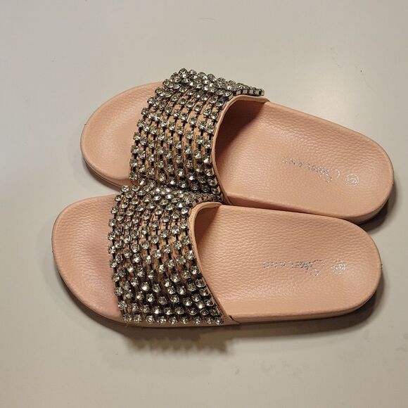 BRAND NEW HERSTYLE CHEERFUL RHINESTONES EMBELLISHMENTS SLIDES SANDAL - Picture 5 of 16